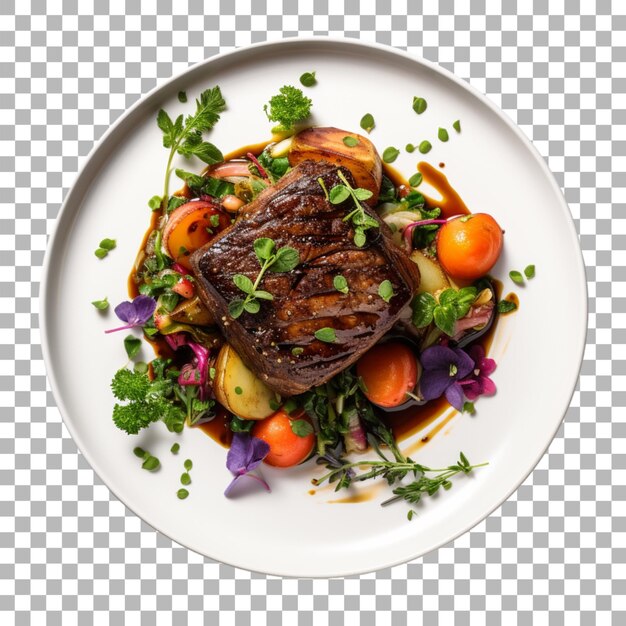 PSD steak on plate on transparent background