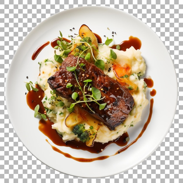 PSD steak on plate on transparent background