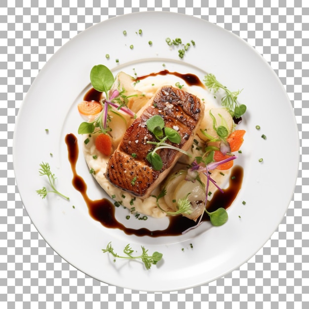 PSD steak on plate on transparent background