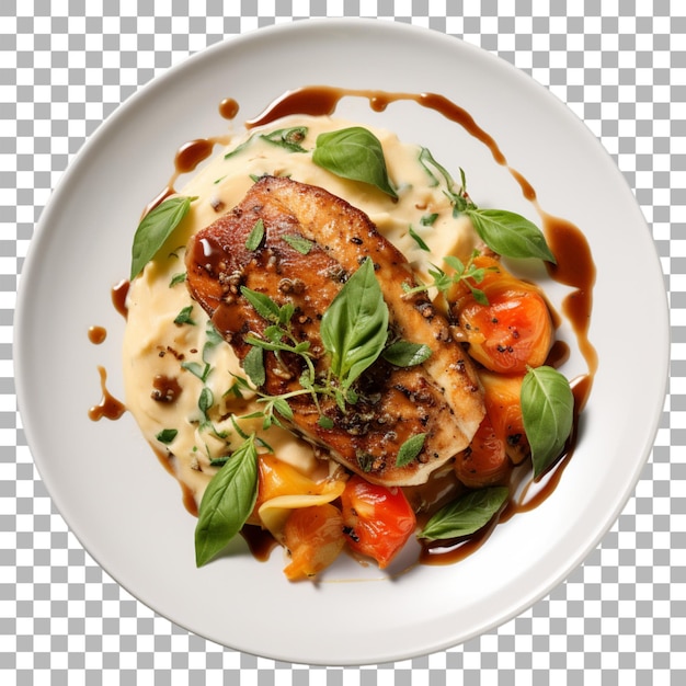 PSD steak on plate on transparent background