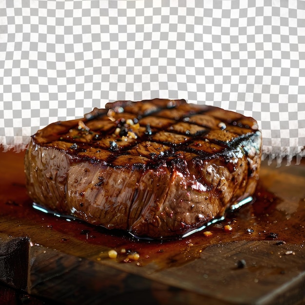 PSD una bistecca che è su una tavola da taglio con un pezzo di carne su di essa
