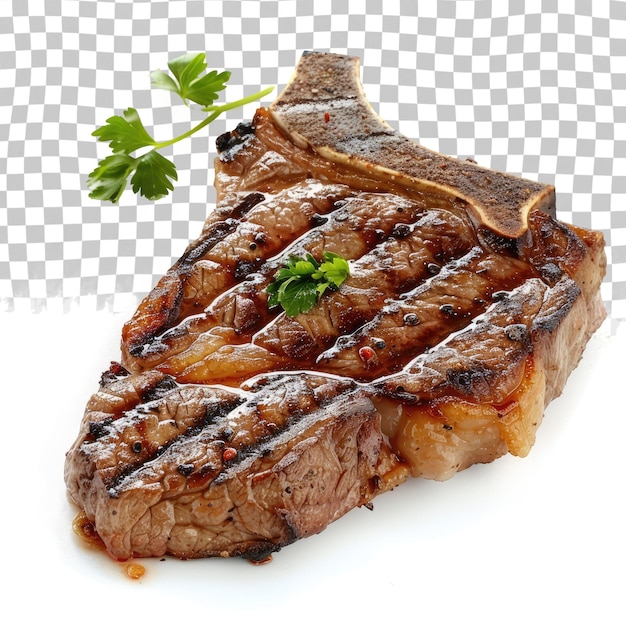 PSD a steak with a sprig of parsley on it