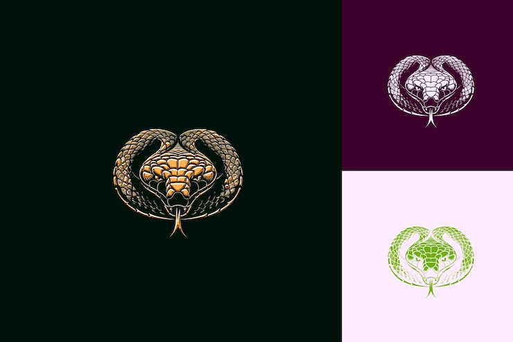 PSD stealthy snake mascot logo with scales and a forked tongue d cute abstract vector designs