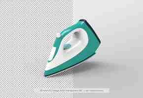 PSD steam iron in 3d rendering isolated