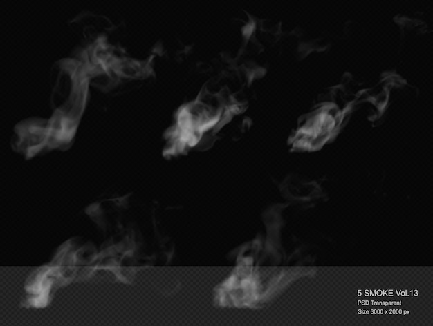 PSD steam and smoke isolated 3d render