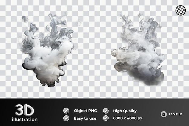 PSD steam smoke realistic set soft smooth lighting