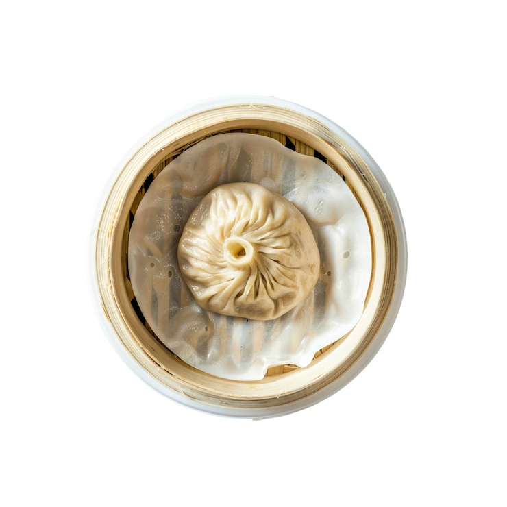 PSD steamed pork dumpling in bamboo steamer