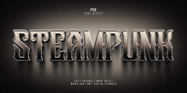 PSD modello di effetto testo modificabile steampunk 3d