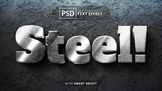 Steel 3d text effect editable