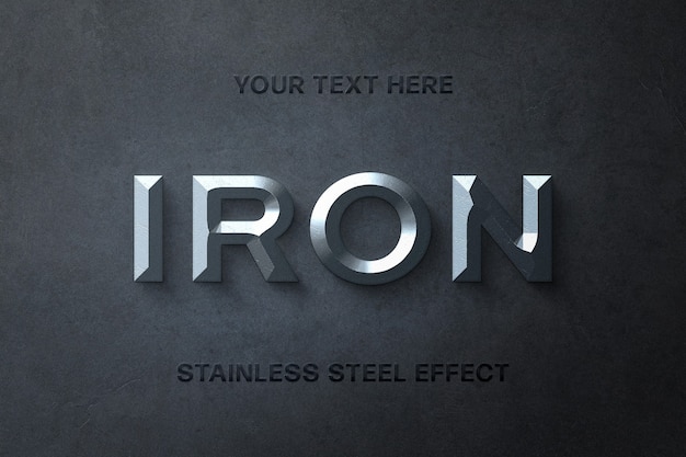 Steel 3D text effect template