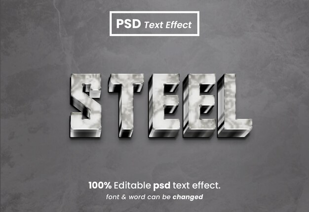 PSD Стальной 3d текстовый эффект