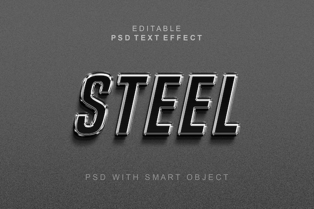 Steel 3d text effect