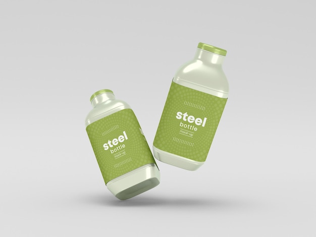 Steel bottle packaging mockup