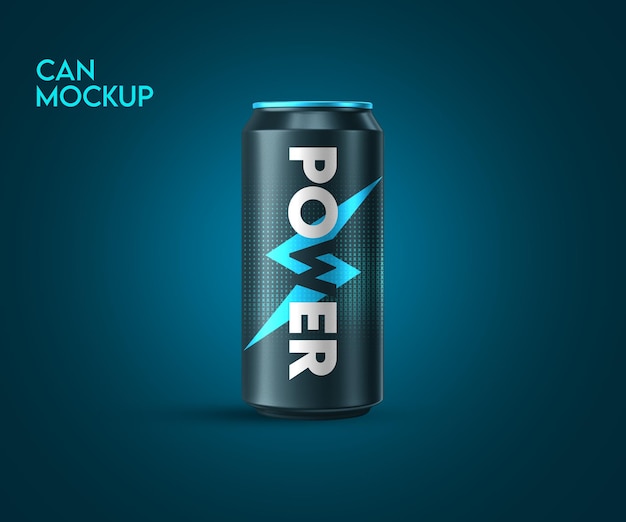 Steel energy drink can mockup