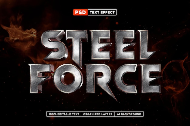 Эффект редактируемого текста Steel Force