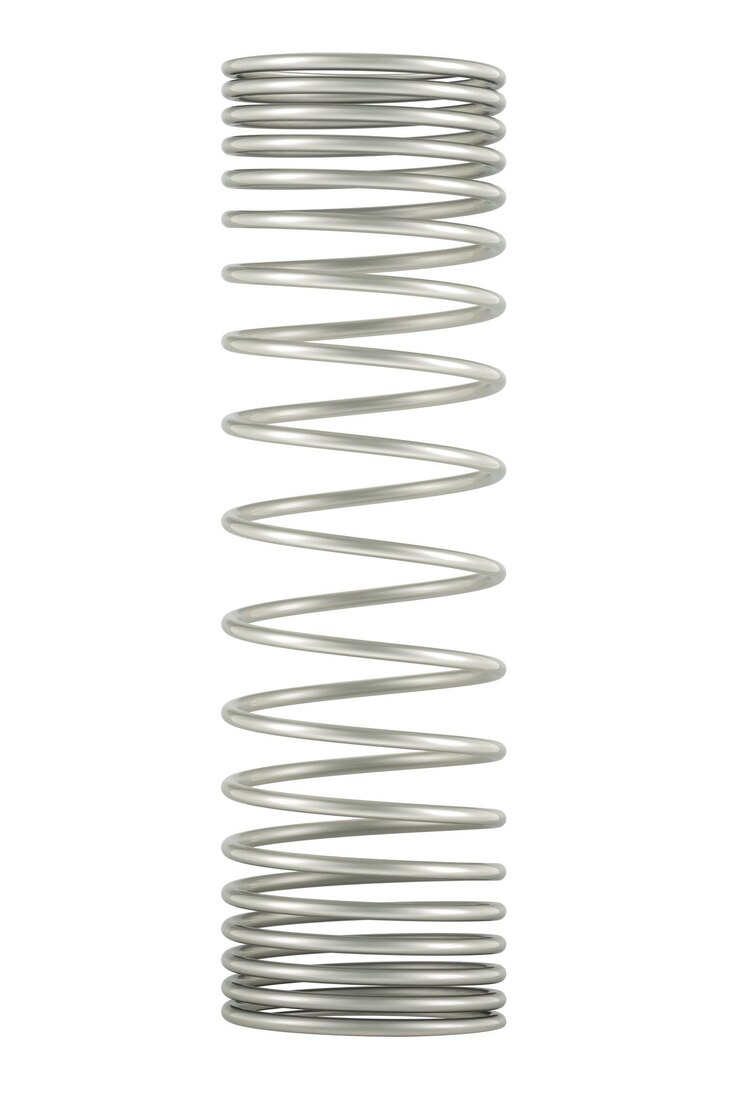 PSD steel helical coil spring 3d rendering isolated on transparent background