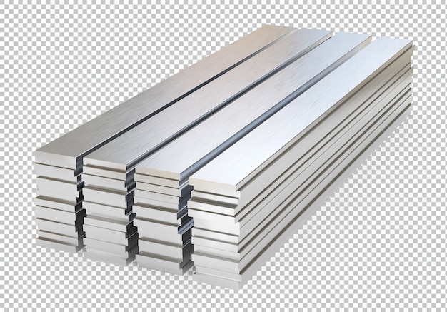 PSD Стальные или алюминиевые пластины изолированные 3d-рендеринга