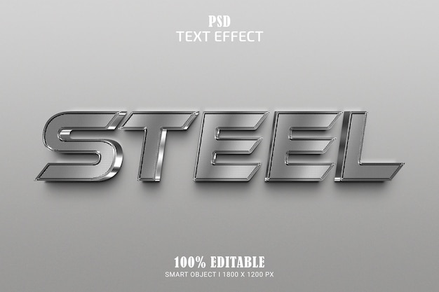 Steel psd smart object editable text effect design