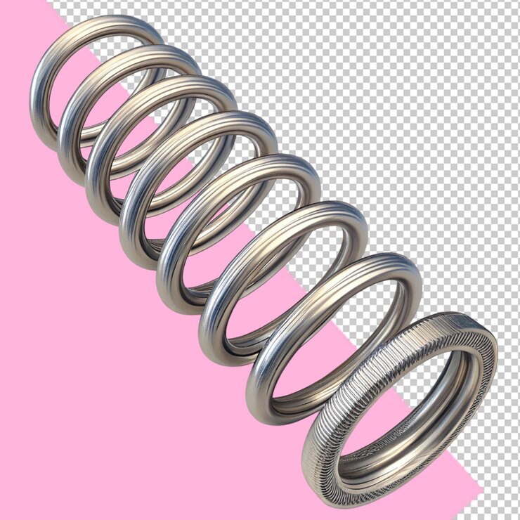 PSD steel shock spring 3d illustration