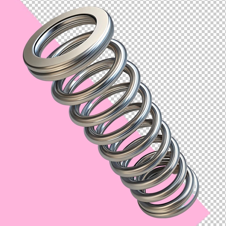 PSD steel shock spring 3d illustration