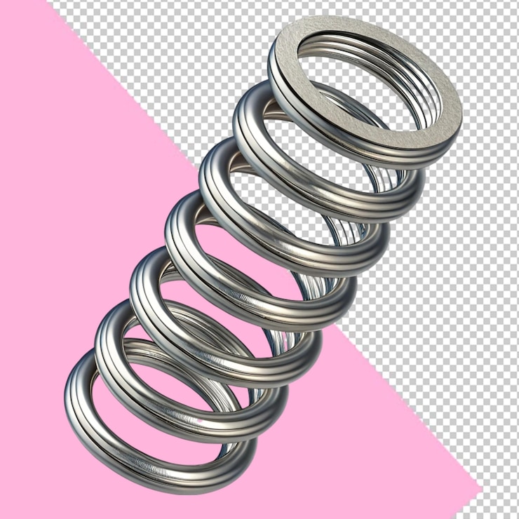 PSD steel shock spring 3d illustration