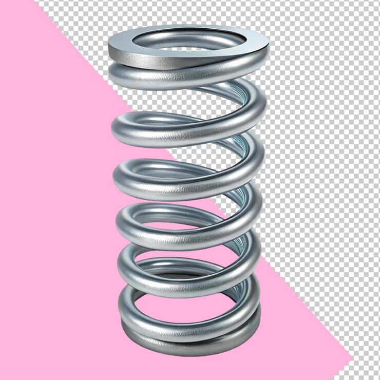 PSD steel shock spring 3d illustration