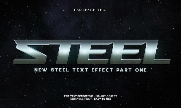 PSD steel silver style editable text effect