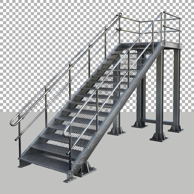 PSD steel stairs on transparent background ai generated