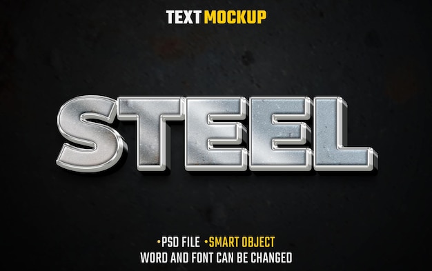 steel text effect 3d text font effect