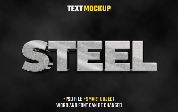 steel text effect 3d text font effect