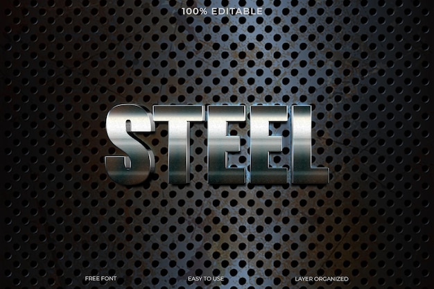 steel text effect font editable typography 3d text style