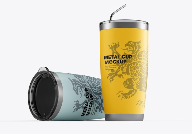 PSD steel travel cup mockup