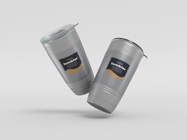 Steel tumbler with lid mockup