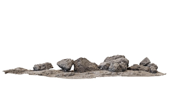 Steen gesteenten geïsoleerd op zwarte achtergrond voor mock-up of compositie