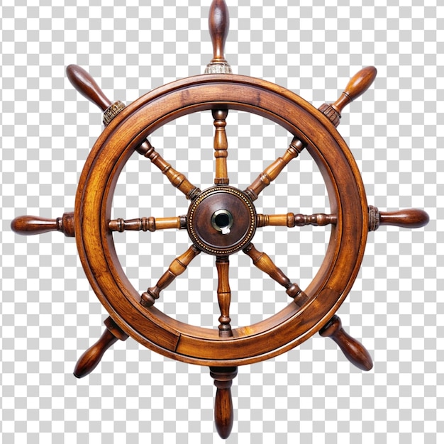 PSD steering wheel of a ship isolated on transparent background