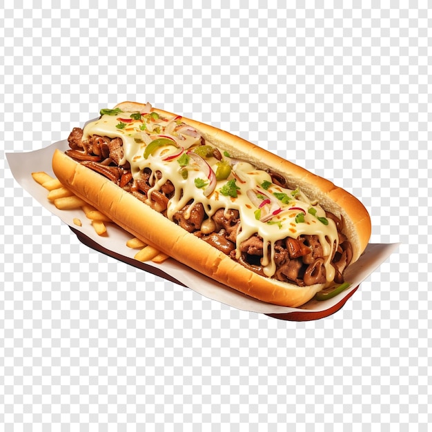 Stek z serem Philly izolowany na przezroczystym tle