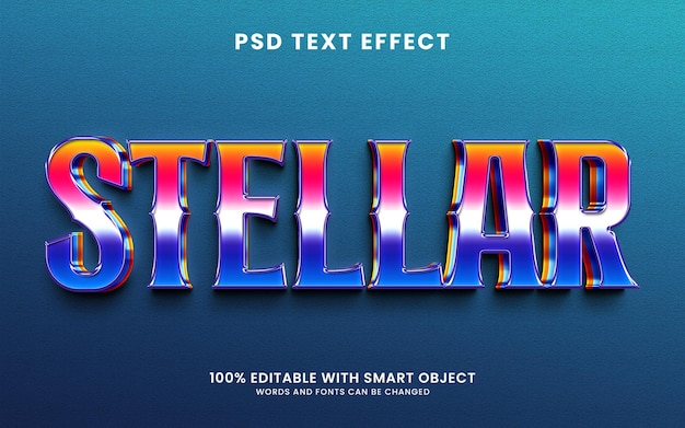 Stellair kleurrijk verloop glanzend glanzend 3d-teksteffect