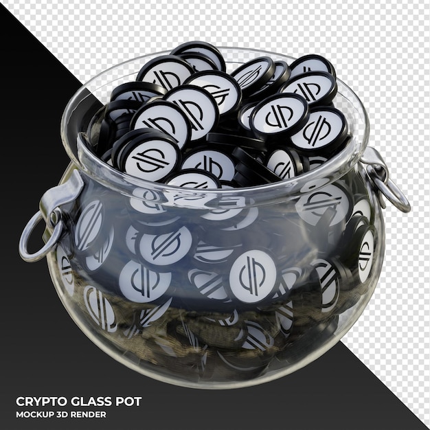 PSD stellar xlm crypto coin clear glass pot