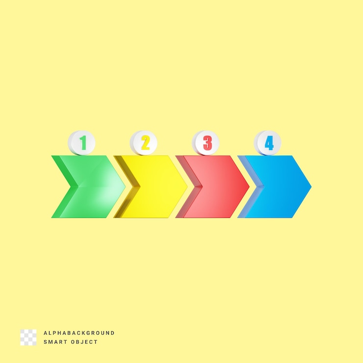 PSD step infographic elements 3d render illustration