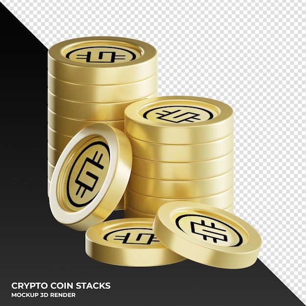 La moneta stepn gmt impila l'illustrazione di rendering 3d della criptovaluta