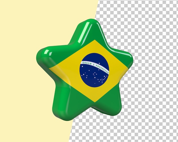 PSD ster brazilië vlag logo pictogram 3d