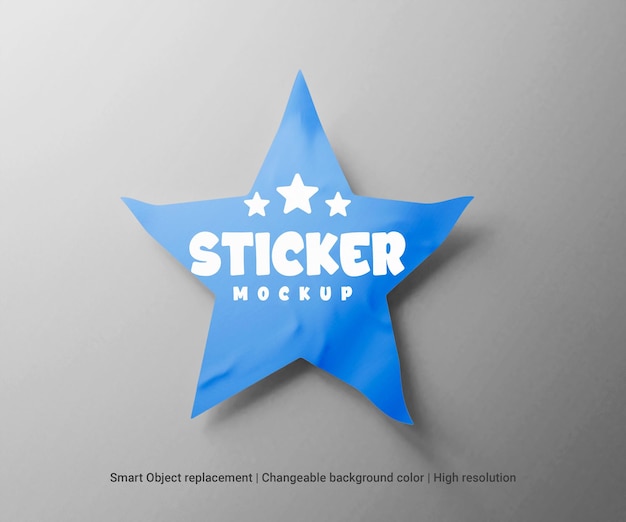 PSD ster sticker mockup of 3d papieren ster sticker mockup