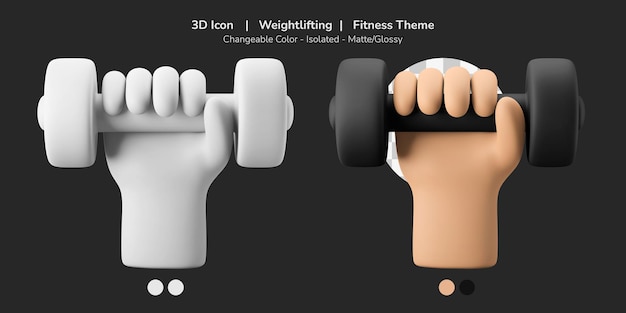 PSD sterke hand gewichtheffen 3d pictogram illustratie sportschool oefening fitness thema