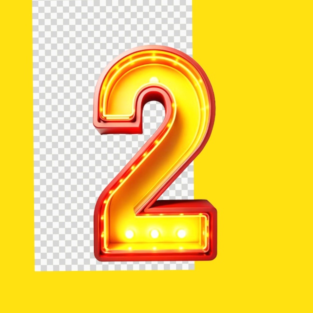Sterkt 3D neonstilnummer på gjennomsiktig bakgrunn