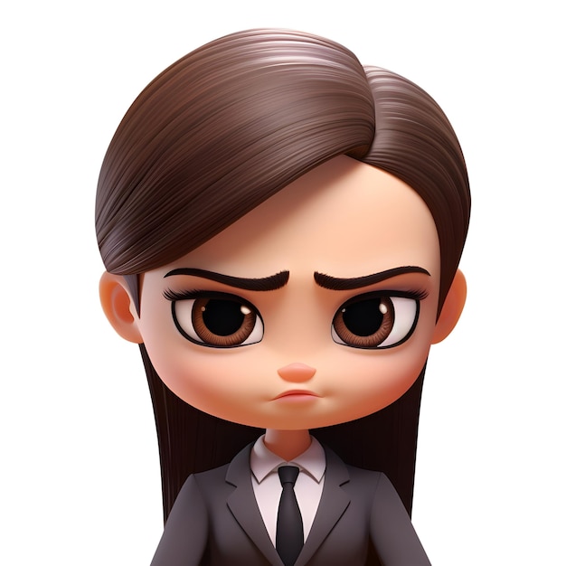 PSD stern cartoon businesswoman in suit generative ai