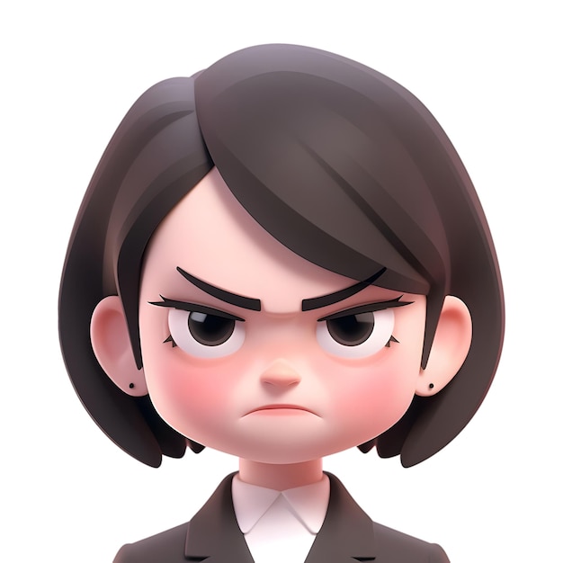 PSD stern cartoon businesswoman in suit generative ai