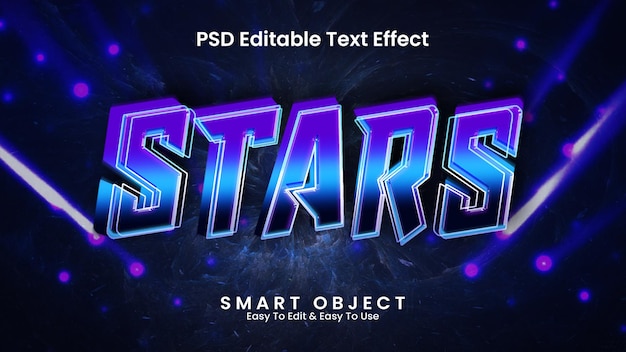 Sterren 3d bewerkbaar teksteffect premium psd