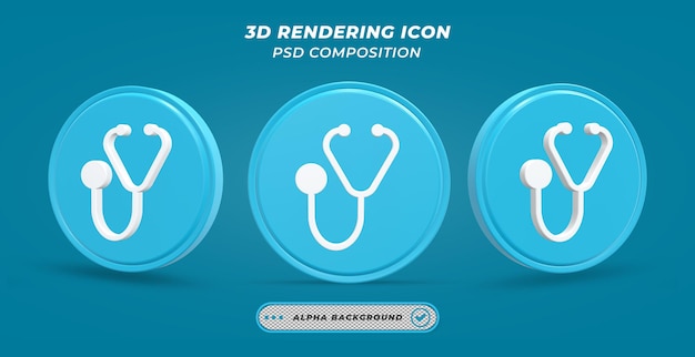 Stethoscooppictogram in 3D-rendering