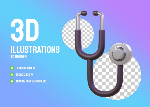 PSD stethoscope 3d illustration