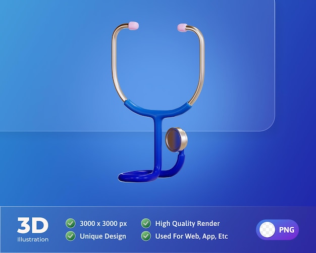 PSD stethoscope health and medicine icon 3d illustration